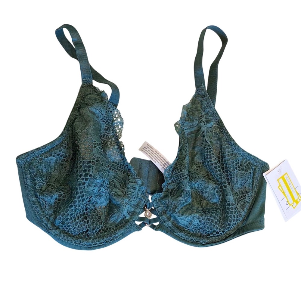 Auden‎ Women Green Lace Unlined Balconette Underwire Bra 34C NWT